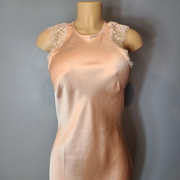 Pink Lace Satin Maxi Slip Dress S Dainty Fairy Coquette New Year 1920s Holiday - Picture 2 of 8
